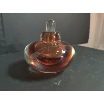 Vintage Houbigant Sommerso Art Glass Perfume Bottle Amber Topaz Signed Base