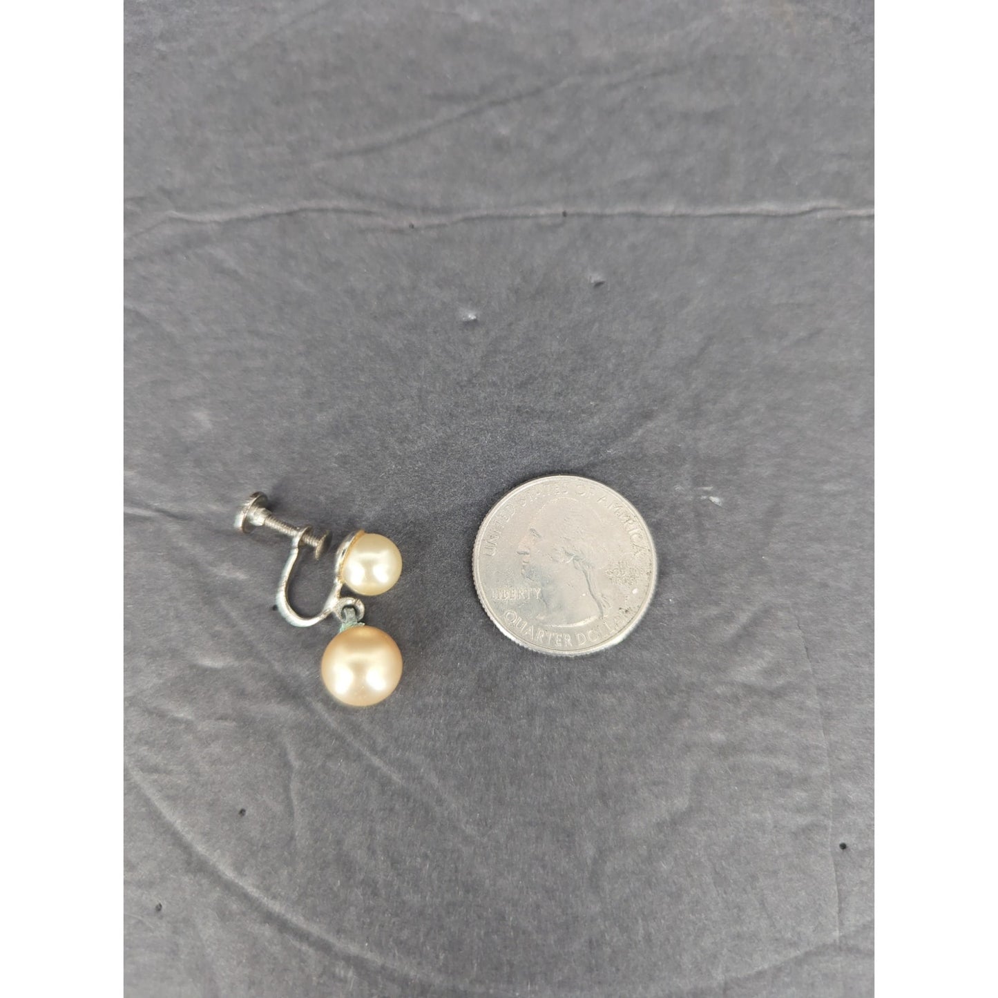 Vintage Gold Tone Faux Pearl Drop Pierced Dangle Earrings Minimalist Wedding