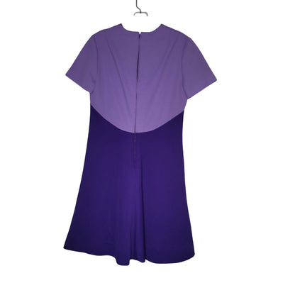 Vintage 1970's Poly Purple two tone Dress Short Sleeve Swing Casual large/medium