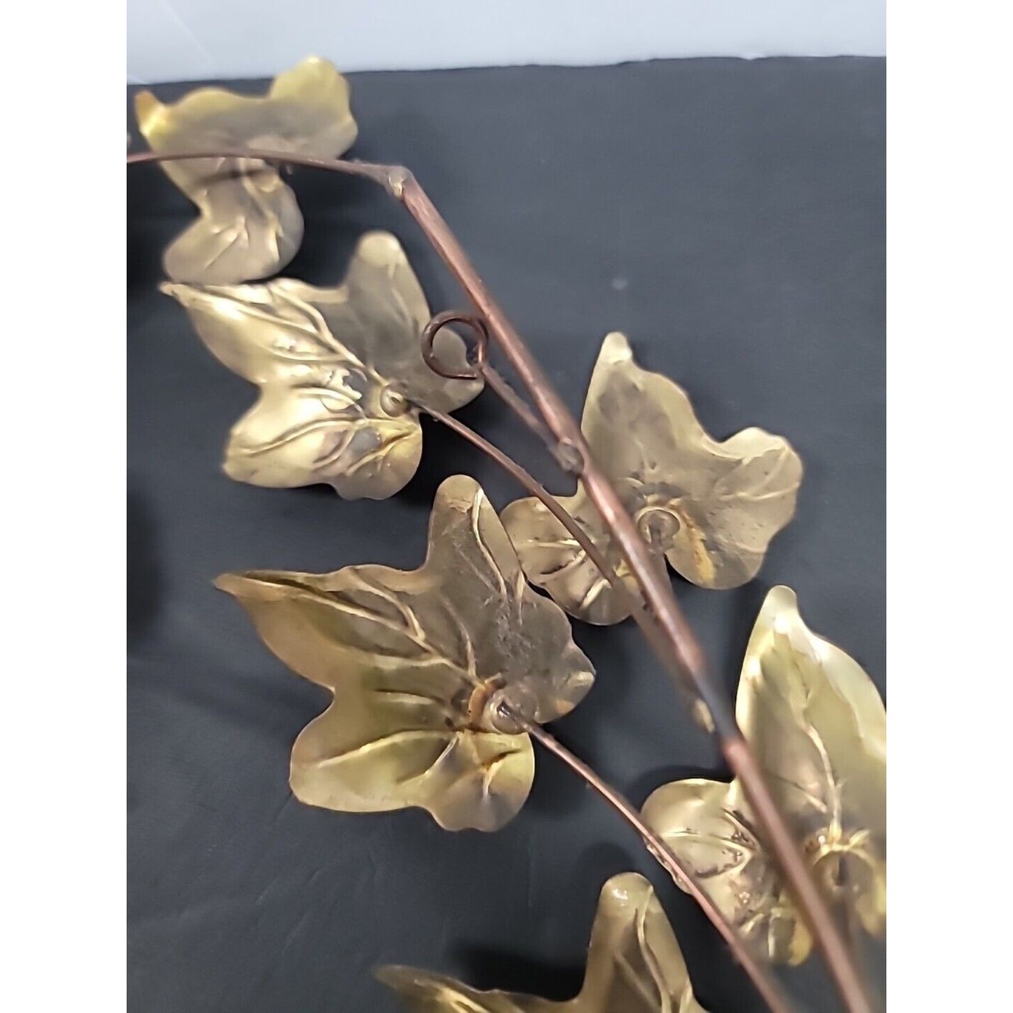Vtg. Mid Century Copper Goldtone Leaf wall Art Brutalist Pr 18" Metal Lightweigh