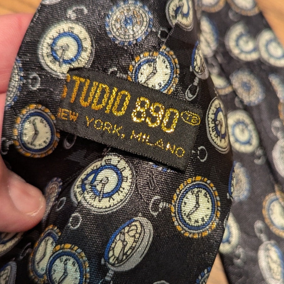 studio 890 blue Men's Necktie Tie Pocketwatch Timepiece collector