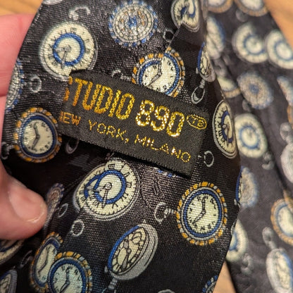 studio 890 blue Men's Necktie Tie Pocketwatch Timepiece collector
