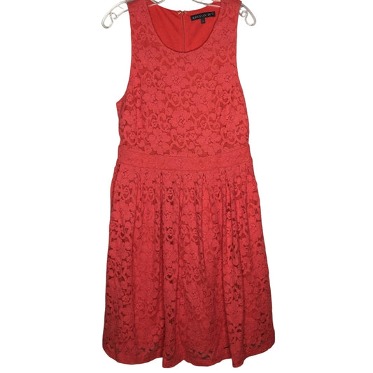 Brixon Ivy Coral lace Sleeveless dress Large Fit Flare Lined Stretch Summer