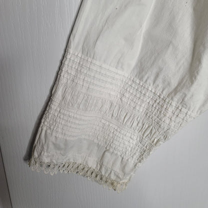 Vintage Open Womens Pantaloons Bloomer lace bottom detail tie waist  white small