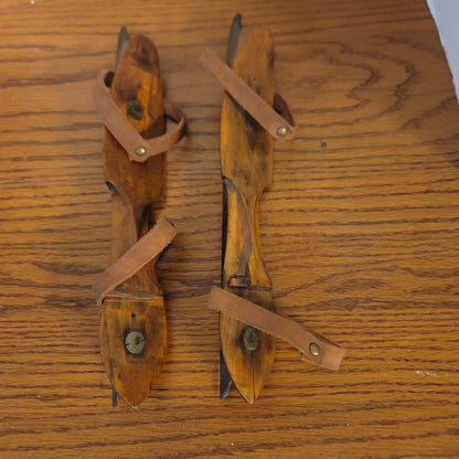 Vintage J. Nooitgedagt & Zonen Akkrum Wooden Ice Skates Dutch Antique Pair