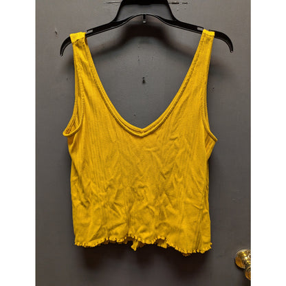 Madewell Yellow Textured Ribbed Knit Sleeveless Tank Top Large NEW layering