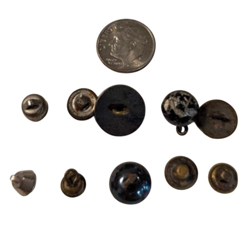 LOT of 10 Antique Vintage Victorian Brass Mixed Materials Buttons ESTATE FIND