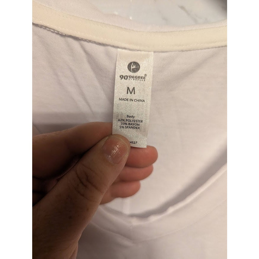 NEW 90 Degree white tee Vneck short sleeves workout casual size medium basics