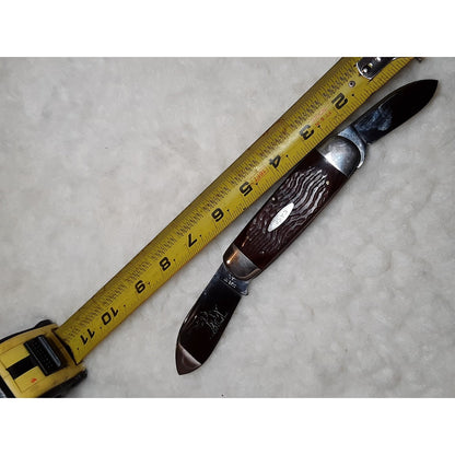 Case XX Pocket KNIFE 5 dot Elephant Toenail 6250 Brown Jigged Bone Sunfish 1975