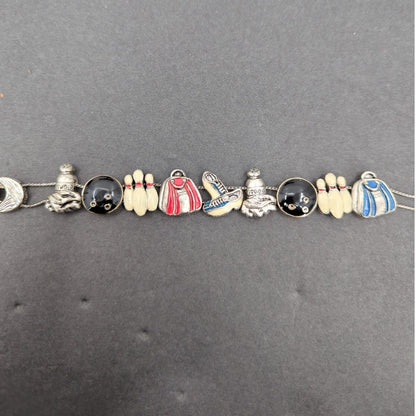 Vintage Fashion BRACELET TOFA Bowling Sliding Chars silvertone
