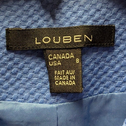 Louben Periwinkle Blue Dobby Fabric Blazer Stand Collar Vintage Career 8