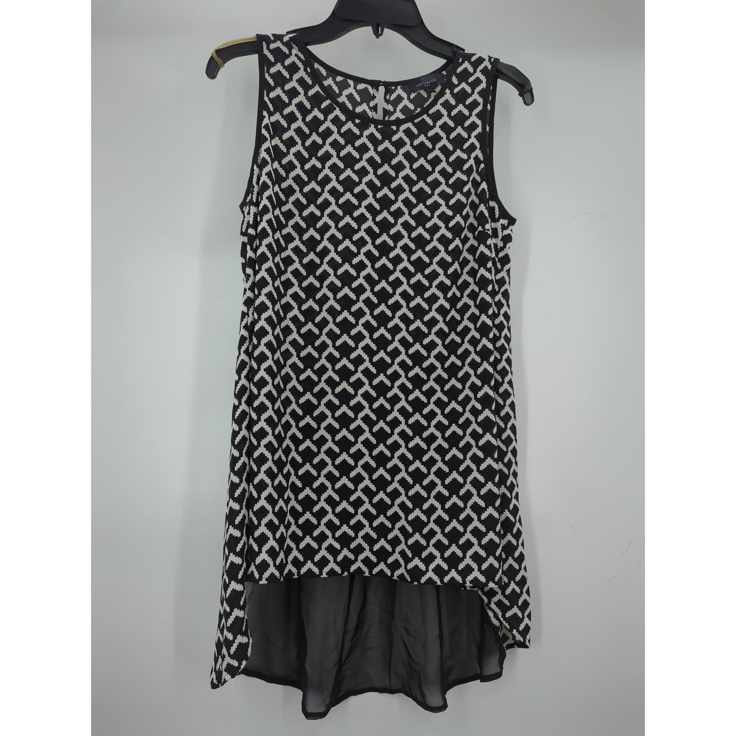 The Limited Black & White Geometric Split Back Tunic Tank Top Small