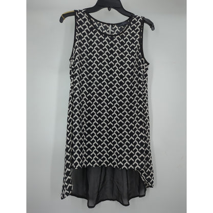 The Limited Black & White Geometric Split Back Tunic Tank Top Small