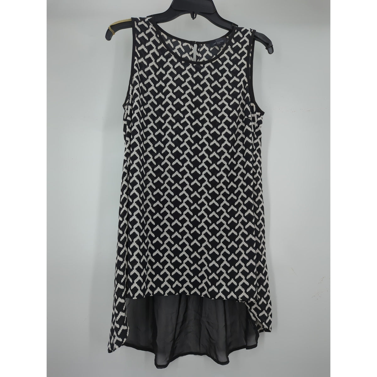 The Limited Black & White Geometric Split Back Tunic Tank Top Small
