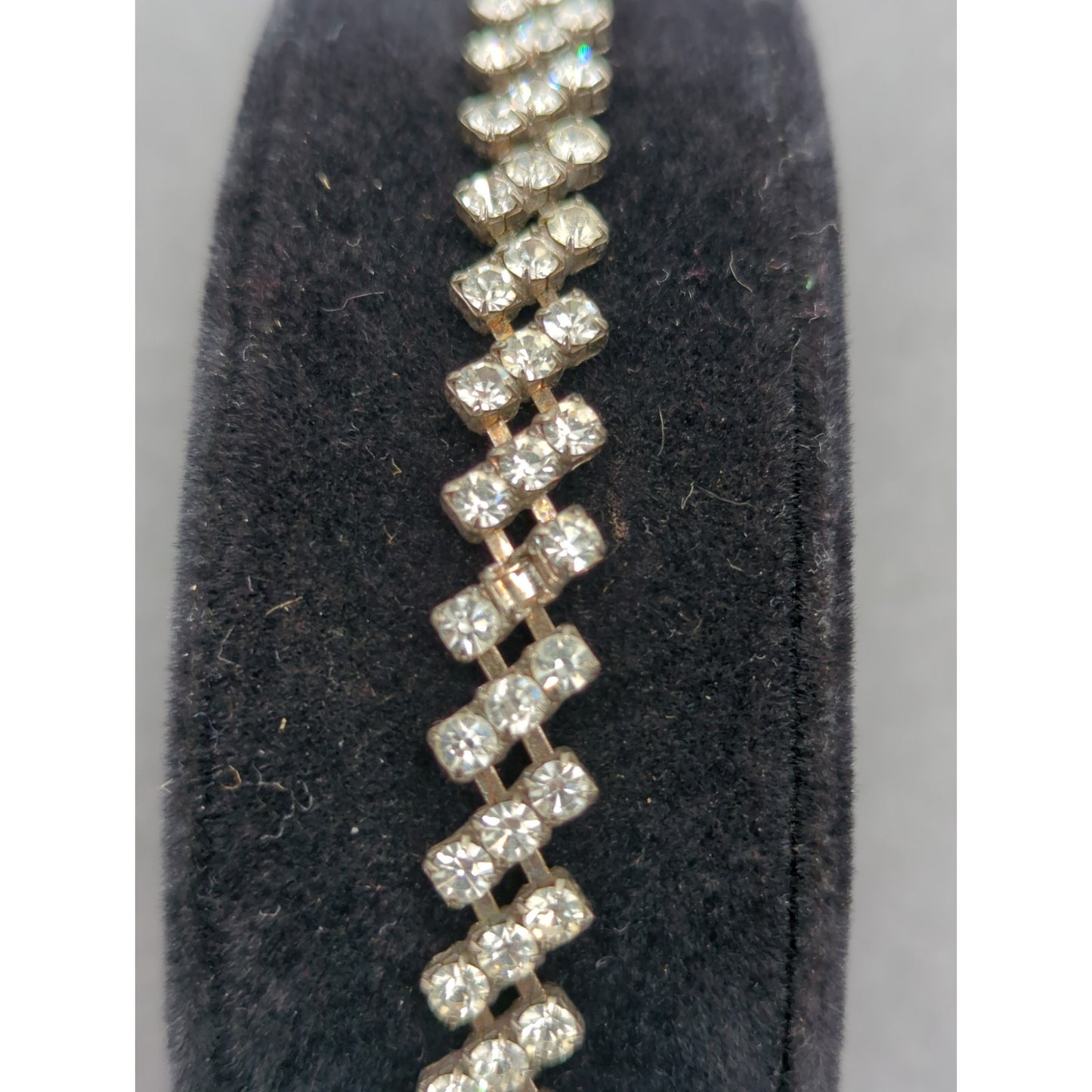 Vintage Old Money Three Row Clear Rhinestone Silver Tone Bracelet Bridal
