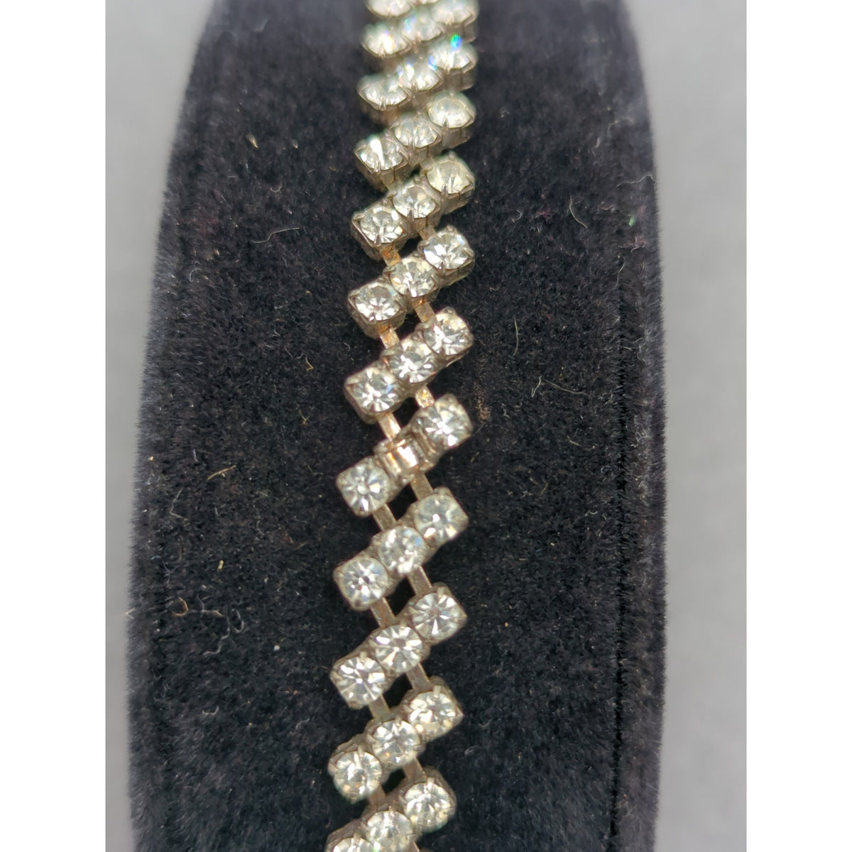Vintage Old Money Three Row Clear Rhinestone Silver Tone Bracelet Bridal