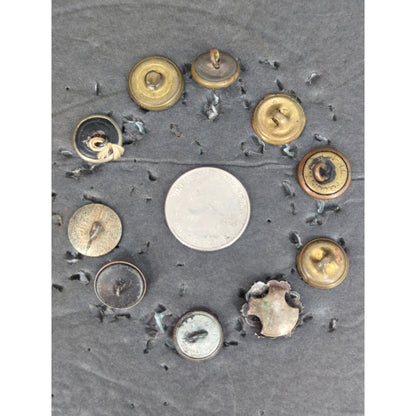 LOT Z of 10 Antique Vintage Victorian Brass Mixed Materials Buttons ESTATE FIND