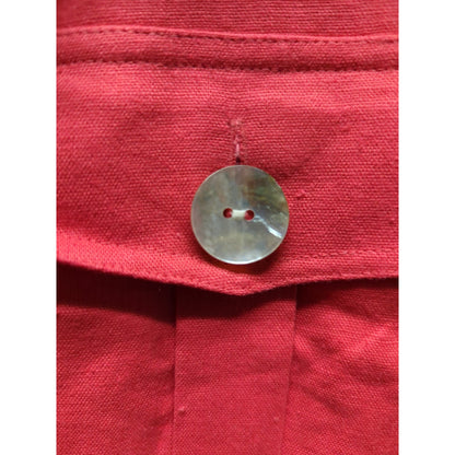 Vintage Jessica Howard Red Linen Blend Button Front Lined Summer Midi Dress 6