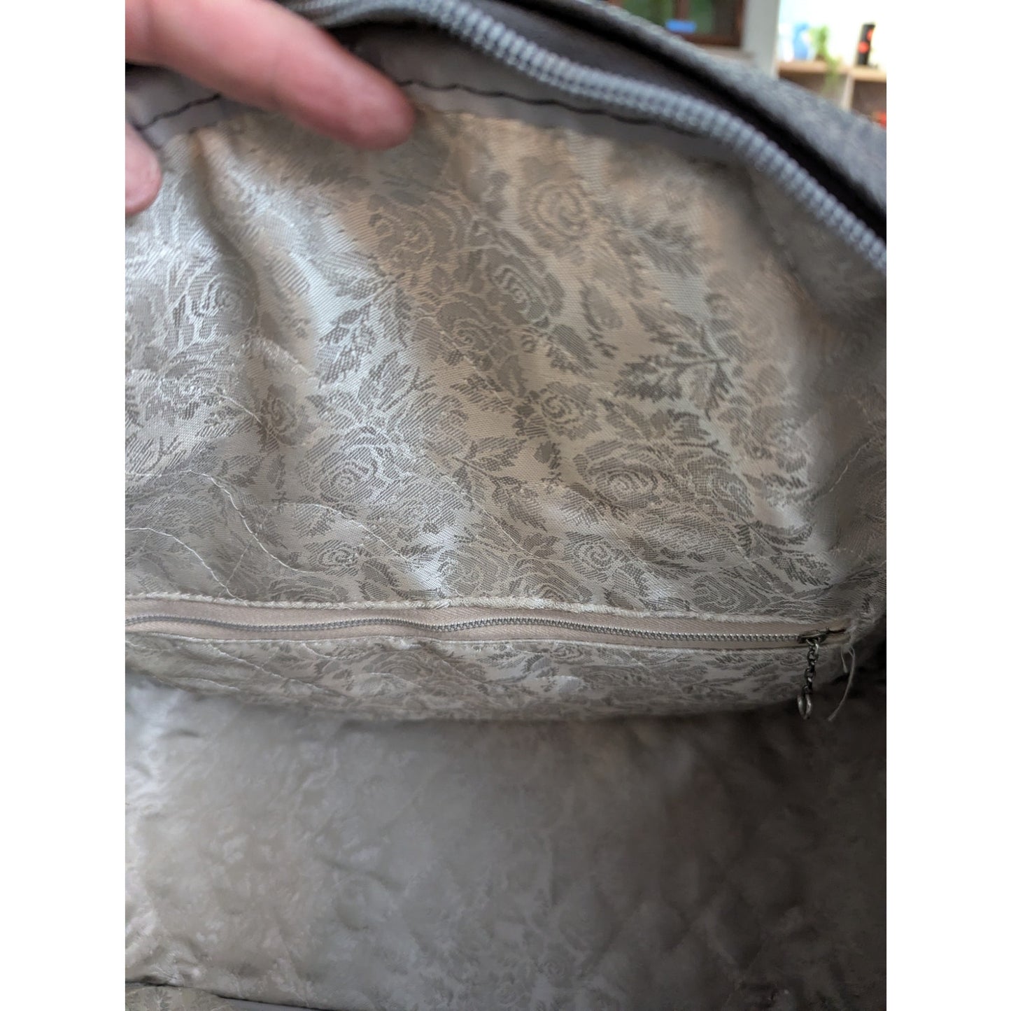 Tiara vintage gray luggage bag suitcase carry on Metal zip Locking Lined travel