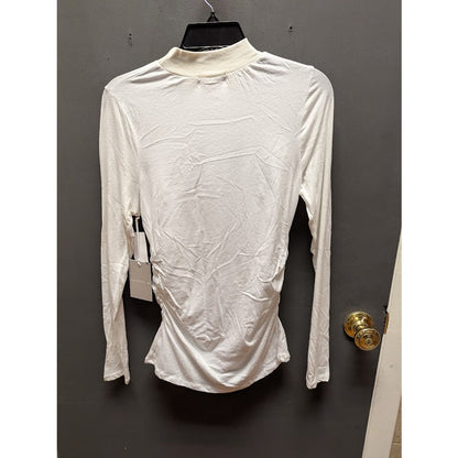 Chelsea28 Ruched Sides Mock Neck Long Sleeve Top Size Small White NWT