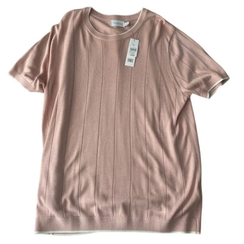 Topman shirt mens Size Small Knit form fitted Salmon with Cream Trim NEW sweater