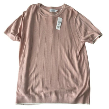 Topman shirt mens Size Small Knit form fitted Salmon with Cream Trim NEW sweater