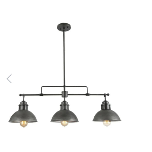 LNC Abspinim 3-Light 36-in Gary Industrial Linear Kitchen Island Light NEW