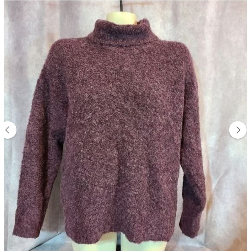 Treasure & Bond burgundy stem boucle turtleneck neck sweater size XS NEW