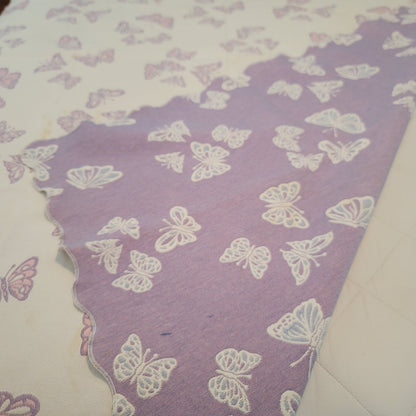 Reversible purple butterfly scalloped edge coverlet blanket bedspread Full Queen