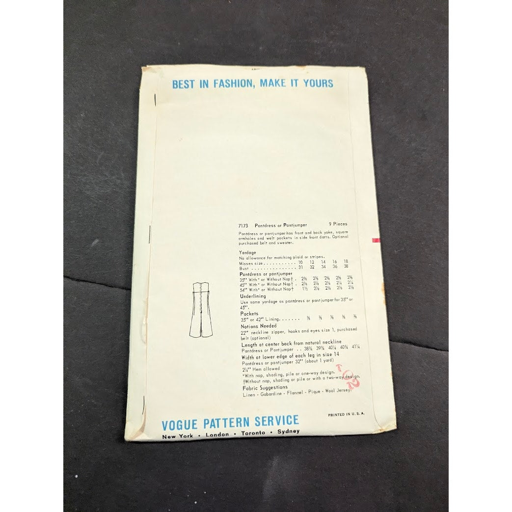 Vintage Pattern Sewing Crafts Hobby Vogue 7173 Size 14