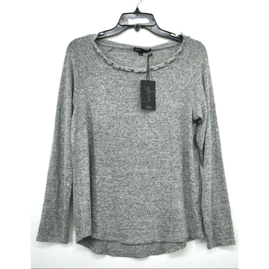 Gibson top shirt Stripe Ruffled Edge Raglan Pullover Style Crew Neck NWT Size XS
