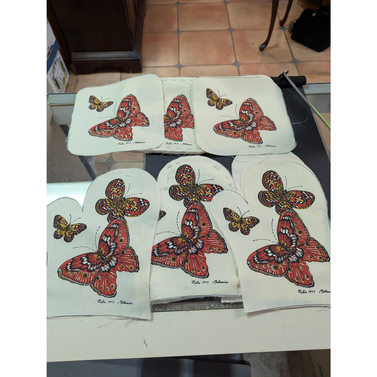 unfinished Applique Pieces Butterflies Sis 1977 Melanie craft sewing project