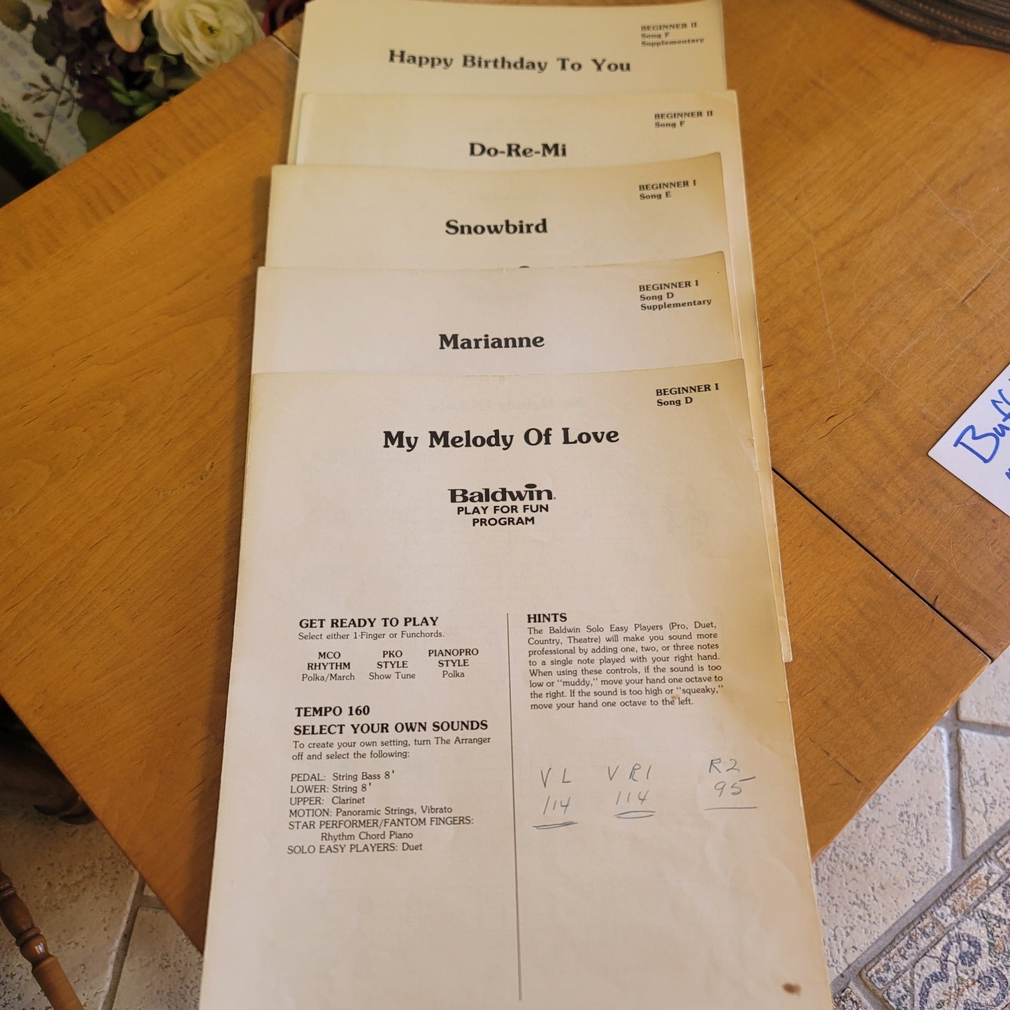 Vintage LOT OF 10 BALDWIN BEGINNER Bundled Sheet Music Organ Instruction