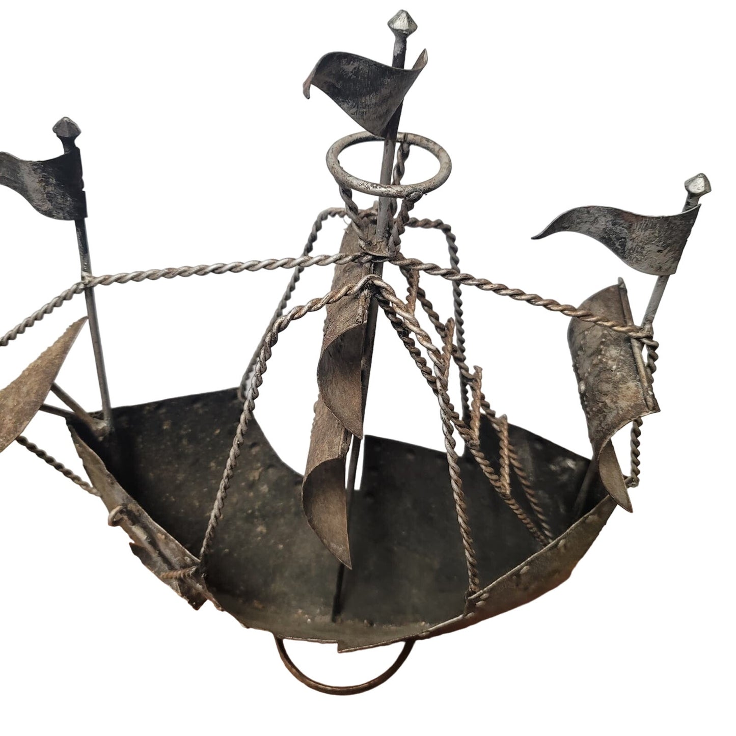 Vintage LARGE metal pirate ship Galleon home decor boat Mariner Schooner