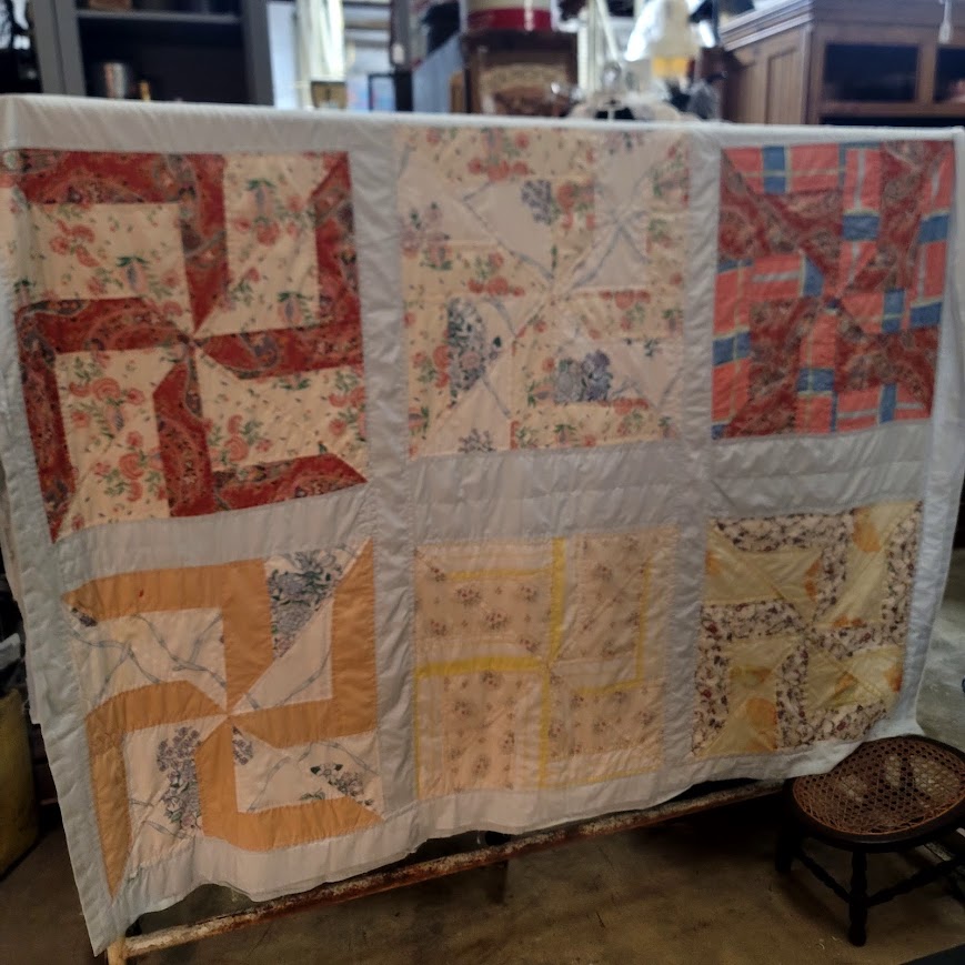 Vintage Handmade Quilt Queen 73" X 96" Bedspread Blanket Farmhouse Cabin