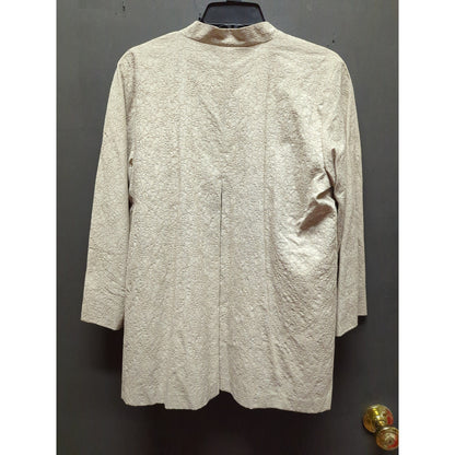Eileen Fisher Champagne Evening Jacket Cardigan Size Medium Open Front Mandarin