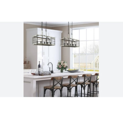LNC Hypsikalamos 5-Light Large Grey and Wood Island Light NEW Pendant