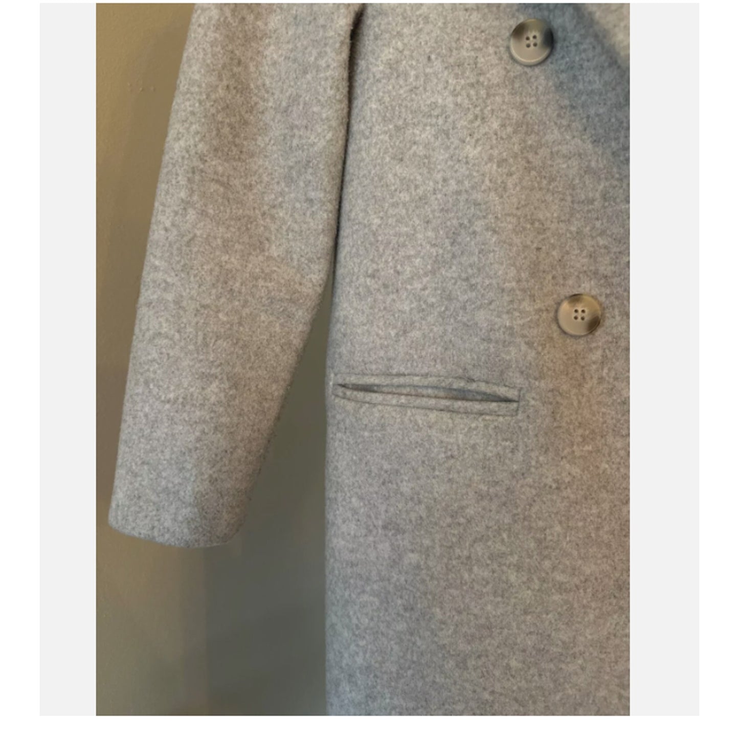 Topshop Brooke Double breasted Long Peacoat Marled Gray Coat Jacket NEW 12 Heavy