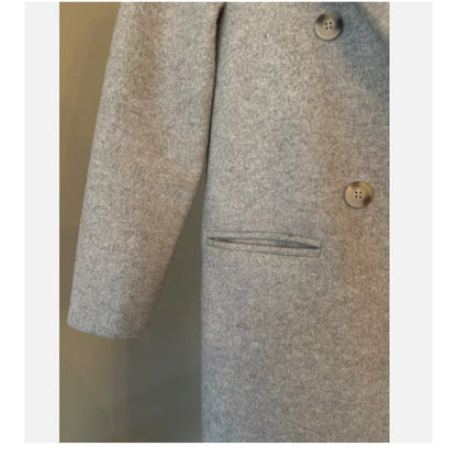 Topshop Brooke Double breasted Long Peacoat Marled Gray Coat Jacket NEW 12 Heavy