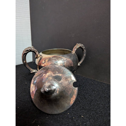 Vintage Antique Silver on Copper Lidded Sugar Bowl Condiment Pot
