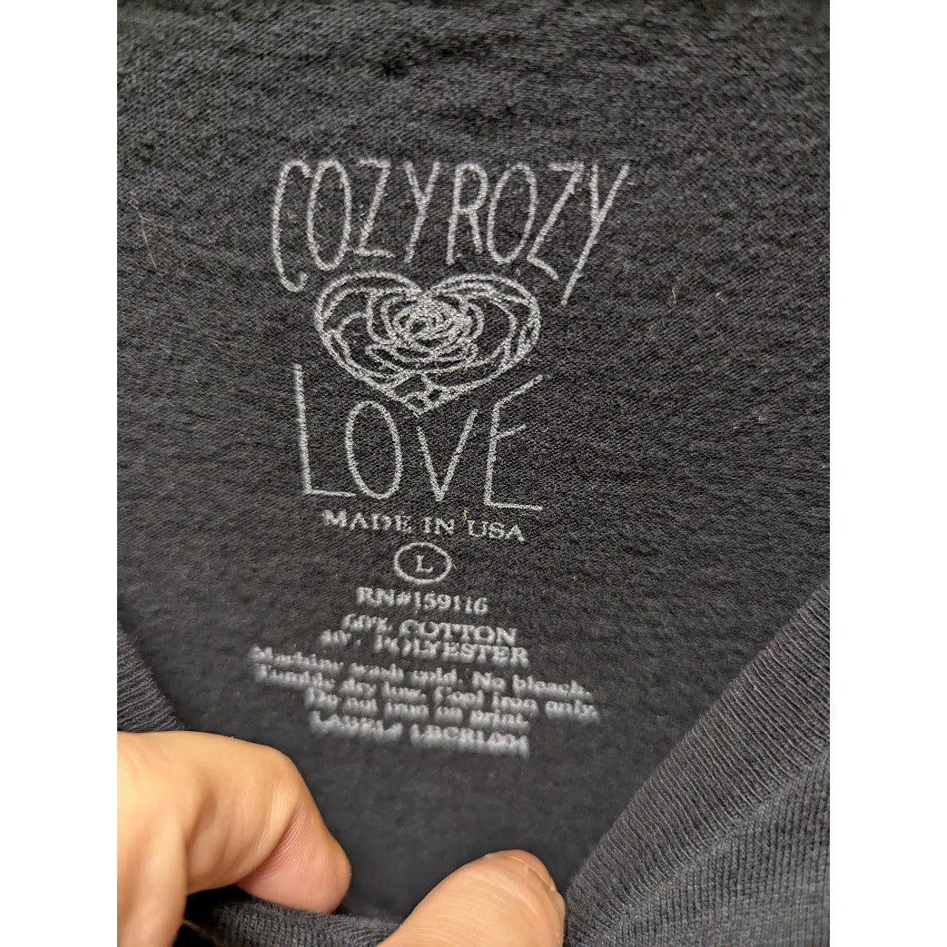 Cozy Rozy Size Large Black Reindeer Merry and Bright holiday Tshirt NEW light