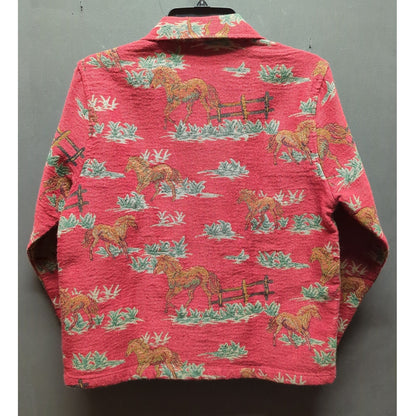 Vintage Ashley Knits Red Horse Tapestry Jacket Small Western Cowgirl Whimsical