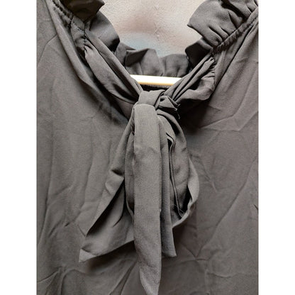 Gibson Black Dress Ruffle Neck Scarf Bow Sleeveless Size XS