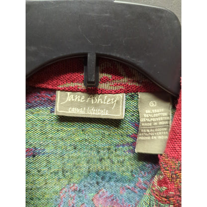 Vintage Ashley Knits Red Horse Tapestry Jacket Small Western Cowgirl Whimsical