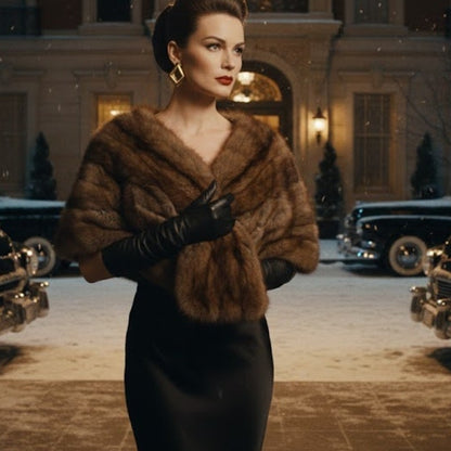 Vintage I.R. Fox New York Real Fur Stole Capelet 1950s Mid-Century Mink Wrap