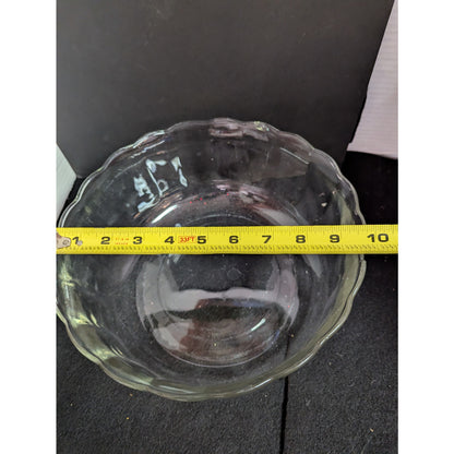 Vintage Clear Glass Scalloped Rim Serving Bowl 10" Large Salad Fruit