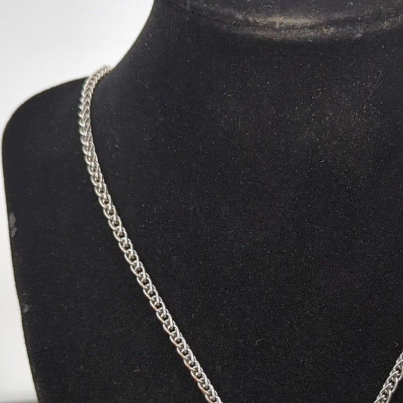 Vintage Fashion Large Faux Turquoise Slab Pendant SilverTone Rope Chain Necklace