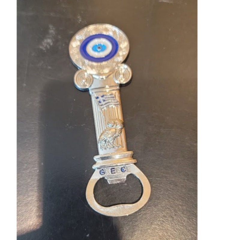 Greece Greek Souvenir Column Evil Eye metallic refrigerator magnet Bottle opener