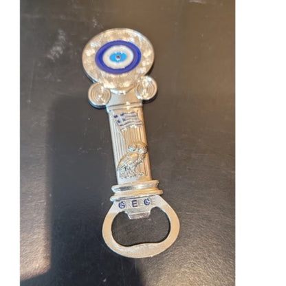 Greece Greek Souvenir Column Evil Eye metallic refrigerator magnet Bottle opener