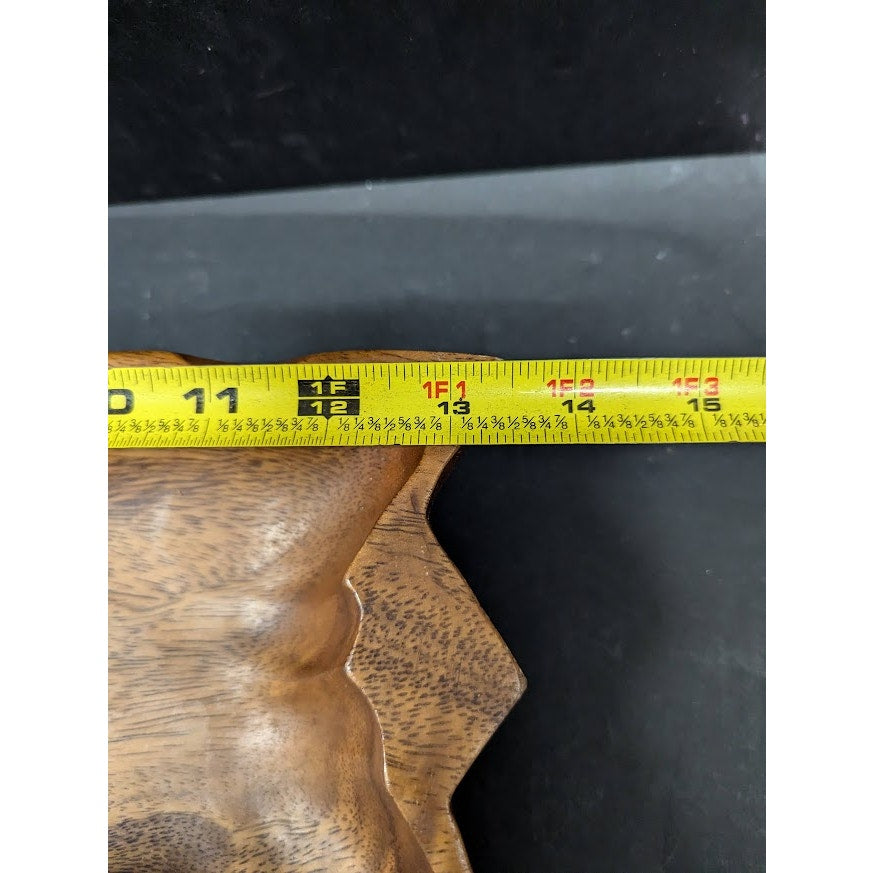 Vintage divided nut tray serving bowl Monkey Pod wood 13.5"